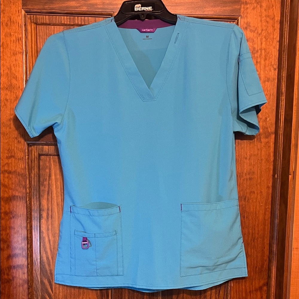 Carhartt Women's Teal Short-Sleeve V-Neck Scrub Top